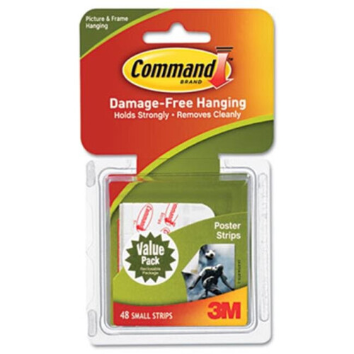 3M Command  Poster Strips Value Pack  White  48 Strips-Pack