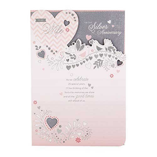 Hallmark Wife Silver Anniversary Card 'Celebrate' - Medium