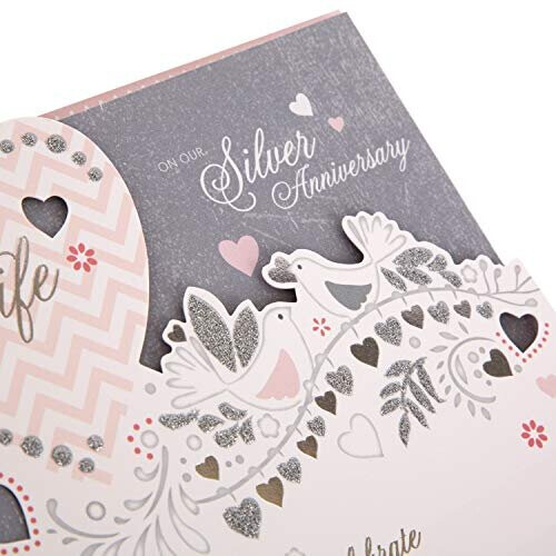 Hallmark Wife Silver Anniversary Card 'Celebrate' - Medium 1