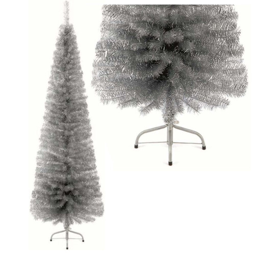 AAMEN 2M Silver Pencil Pine Artificial Christmas Tree With Metal Stand 1