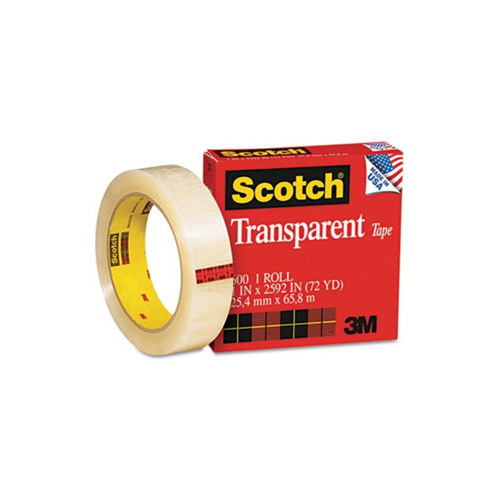 3M Transparent Glossy Tape 1'' X 72 Yards 3'' Core Clear