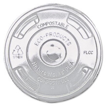 Eco  Lids  for Corn Clear Plastic Cups  Flat  Clear  1000/Carton