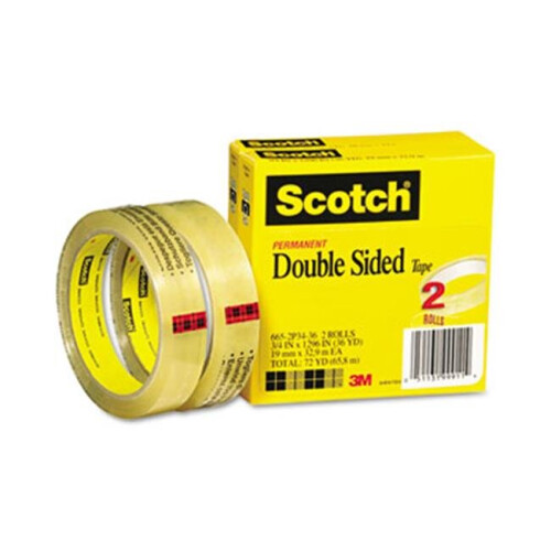 3M 3M  665 Double-Sided Tape  .75 X 1296  3   core  transparent  2 Rls