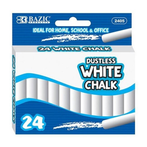 Bazic   Dustless White Chalk (24/Box) Box of 24