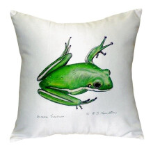 Betsy Drake 18 x 18 in. Green Treefrog No Cord Pillow