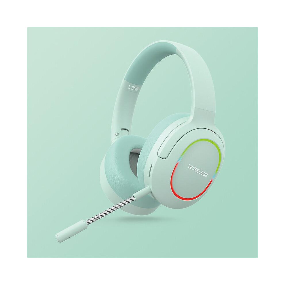 (Green) Led Wireless Headphones Stereo Low Latency Gaming Earphones With Microphone Green 768619193819