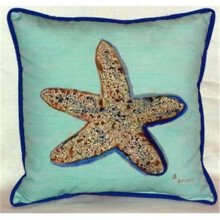 Betsy Drake Starfish - Teal Indoor & Outdoor Throw Pillow, 22 x 22 in.
