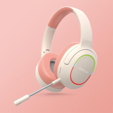 (Pink) Led Wireless Headphones Stereo Low Latency Gaming Earphones With Microphone