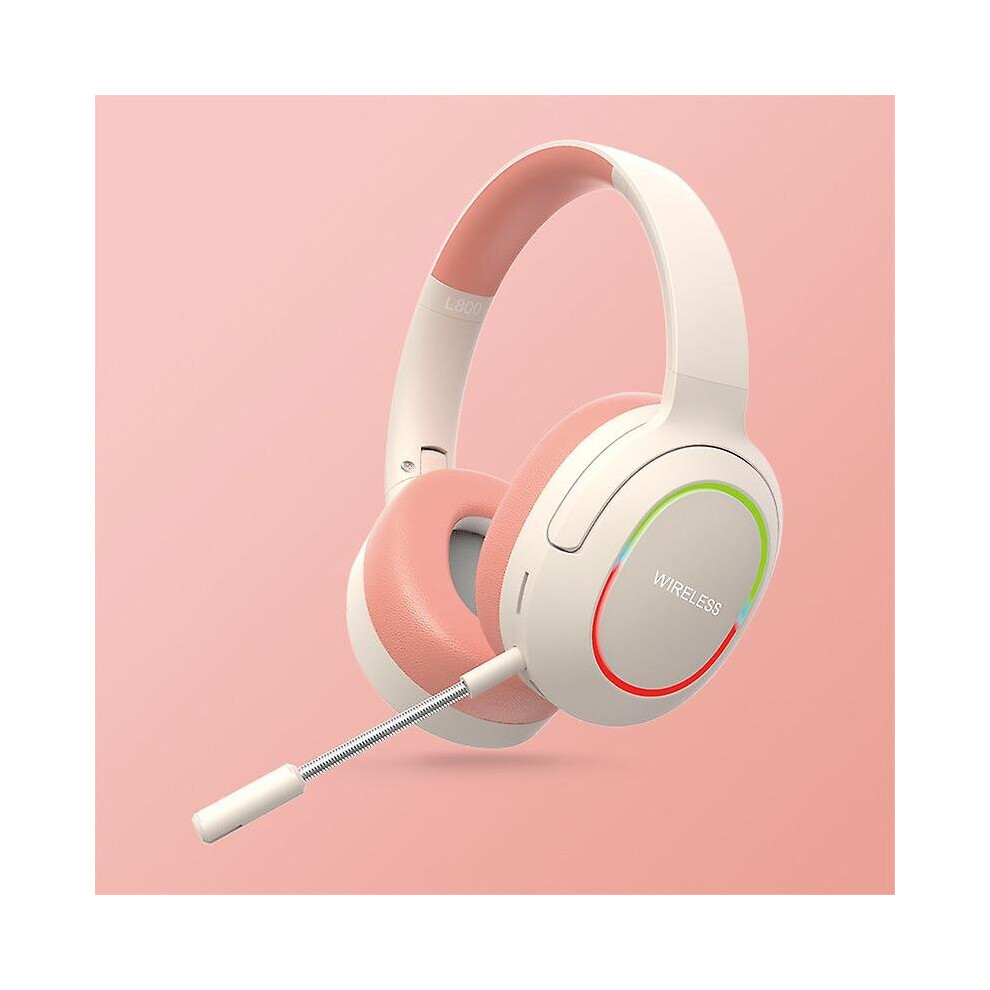 (Pink) Led Wireless Headphones Stereo Low Latency Gaming Earphones With Microphone Pink 768619193871