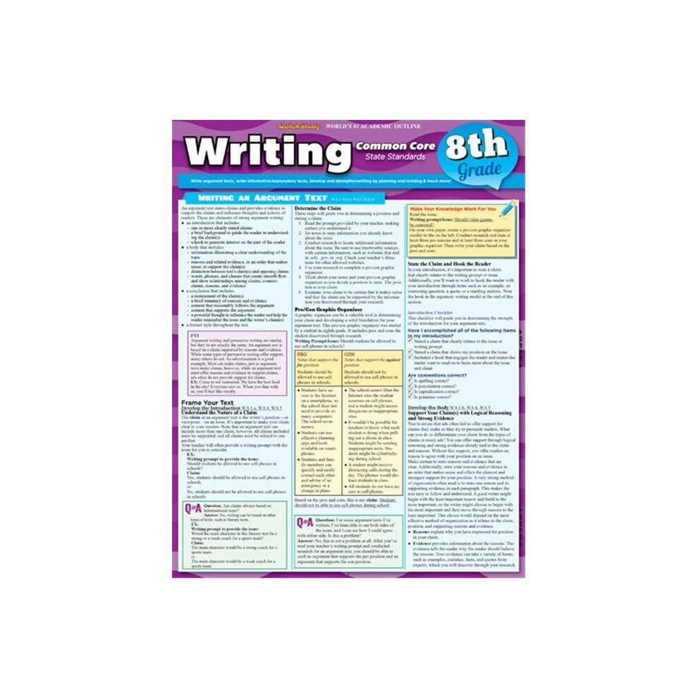 BarCharts Writing Common Core 8th Grade