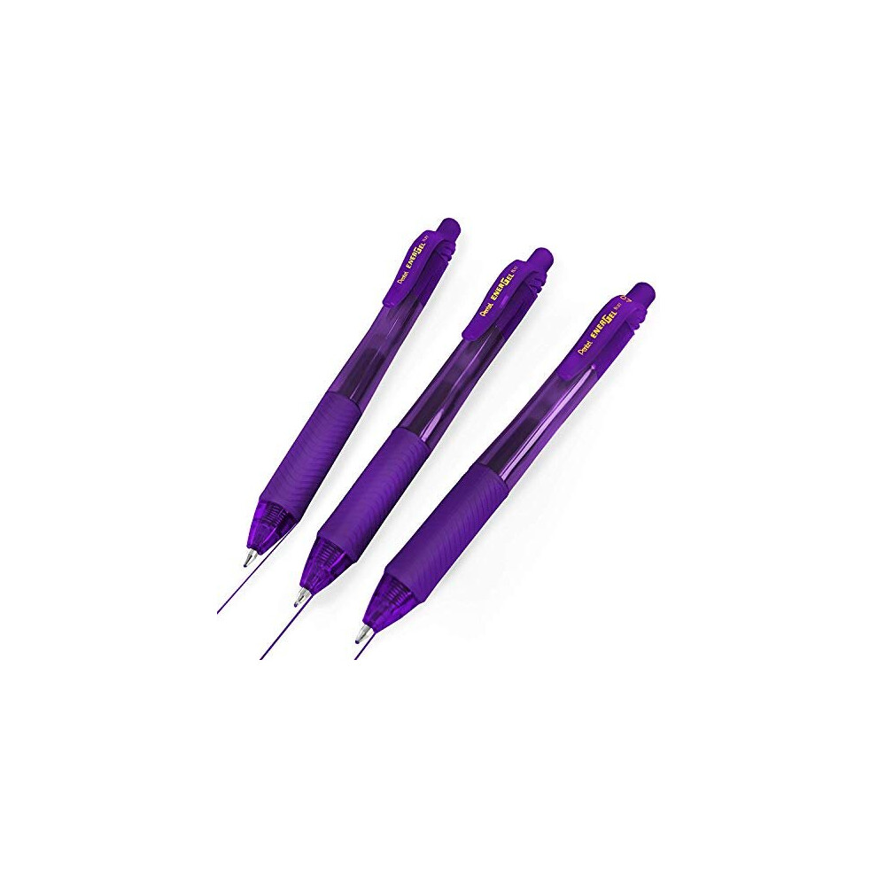 Pentel Energel X Bl107 Retractable Gel Rollerball Pens - 0.7Mm - Violet Ink - Pack Of 3