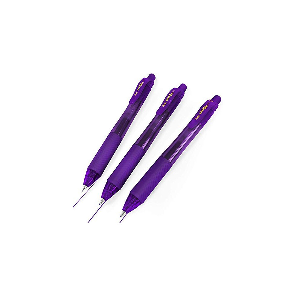 Pentel Energel X BL107 Retractable Gel Rollerball Pens - 0.7mm - Violet Ink - Pack of 3