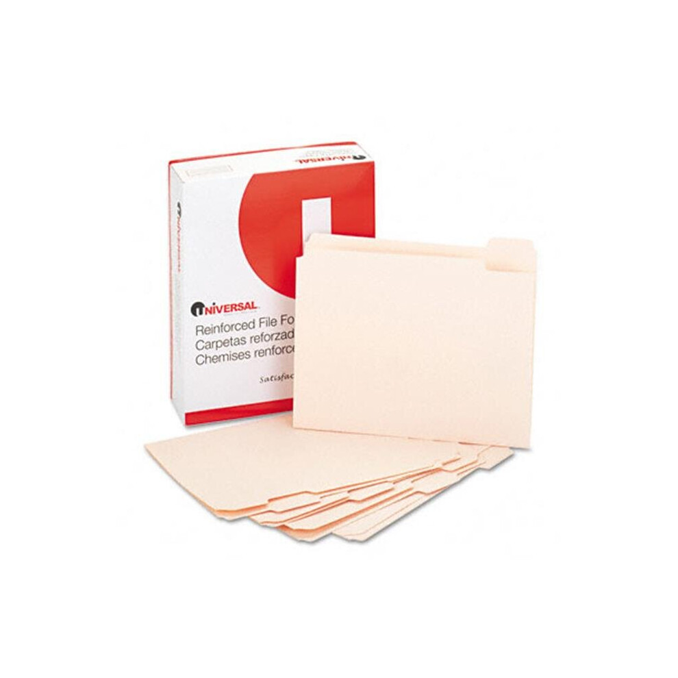 Universal  File Folders- 1/5 Cut Assorted- Two-Ply Top Tab- Letter- Manila- 100/Box