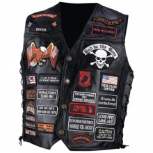 Diamond Plate Diamond Plate Buf Lth Vest with42 Patches - L