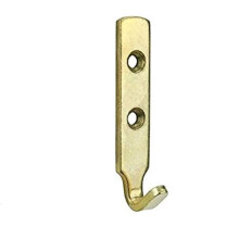SISI UK® 4 x Heavy Duty Brass Plated J Hooks 2 Hole 62mm - Hold up to 35KG (Each Hook) inc screws & Rawplugs