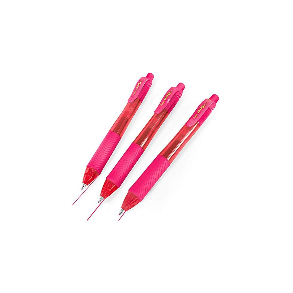 Pentel Energel X Bl107 Retractable Gel Rollerball Pens - 0.7Mm - Ink - Pack Of 3 Pink