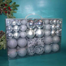 (Silver) 100 Christmas Baubles Xmas Tree Hanging Balls Ornamentsl Pendant Dec.