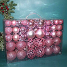 (Pink) 100 Christmas Baubles Xmas Tree Hanging Balls Ornamentsl Pendant Dec.