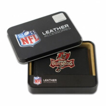 Rico Sporting Goods Tampa Bay Buccaneers Men's Black Leather Tri-fold Wallet