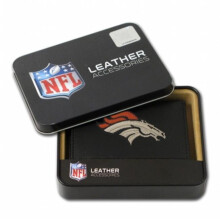 Rico Sporting Goods Denver Broncos Men's Black Leather Tri-fold Wallet