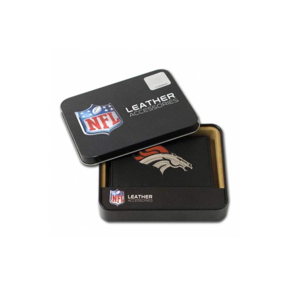 Rico Sporting Goods  Denver Broncos Men's Black Leather Tri-fold Wallet