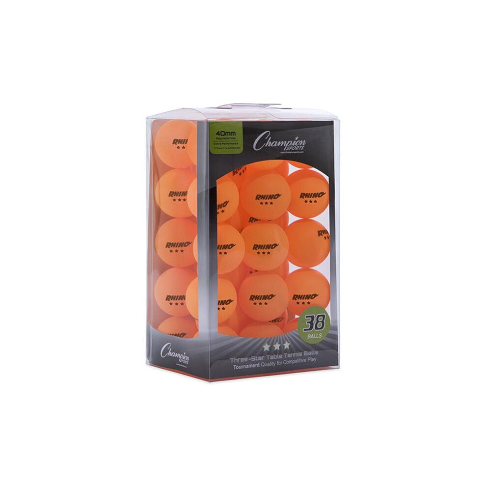 Champion Sports  8 x 5 x 4 in. 3 Star Tournament Table Tennis Balls, Orange - Pack of 38