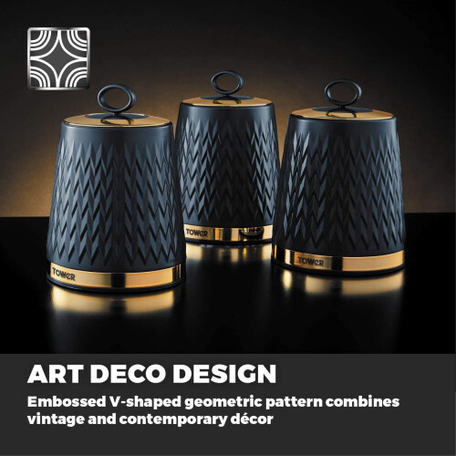 (Midnight Blue) Set of 3 Storage Canisters for Tea Coffee Sugar 2