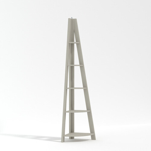Tiva Grey Corner Ladder Shelving - Sleek Space-Saving 4-Tier Display