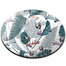 Skateboarding French Bulldog Dog Puppy - Flexible Round 5mm Rubber Mouse Mat Pad Office Home Novelty Printed Desk Accessory 15531