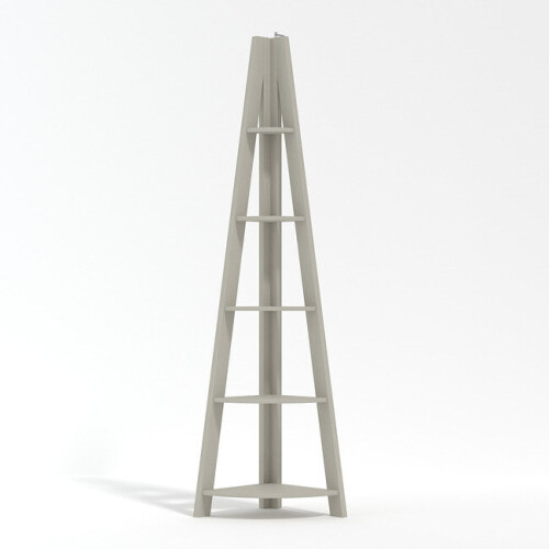 Tiva Grey Corner Ladder Shelving - Sleek Space-Saving 4-Tier Display 2