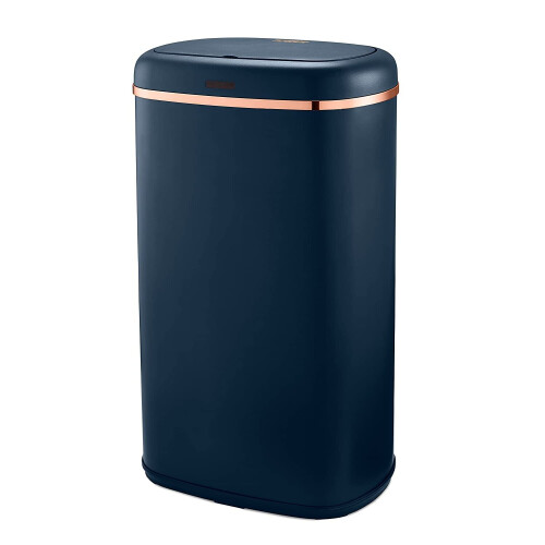 Tower Tower Cavaletto Square 58L Sensor Bin in Midnight Blue & Rose Gold
