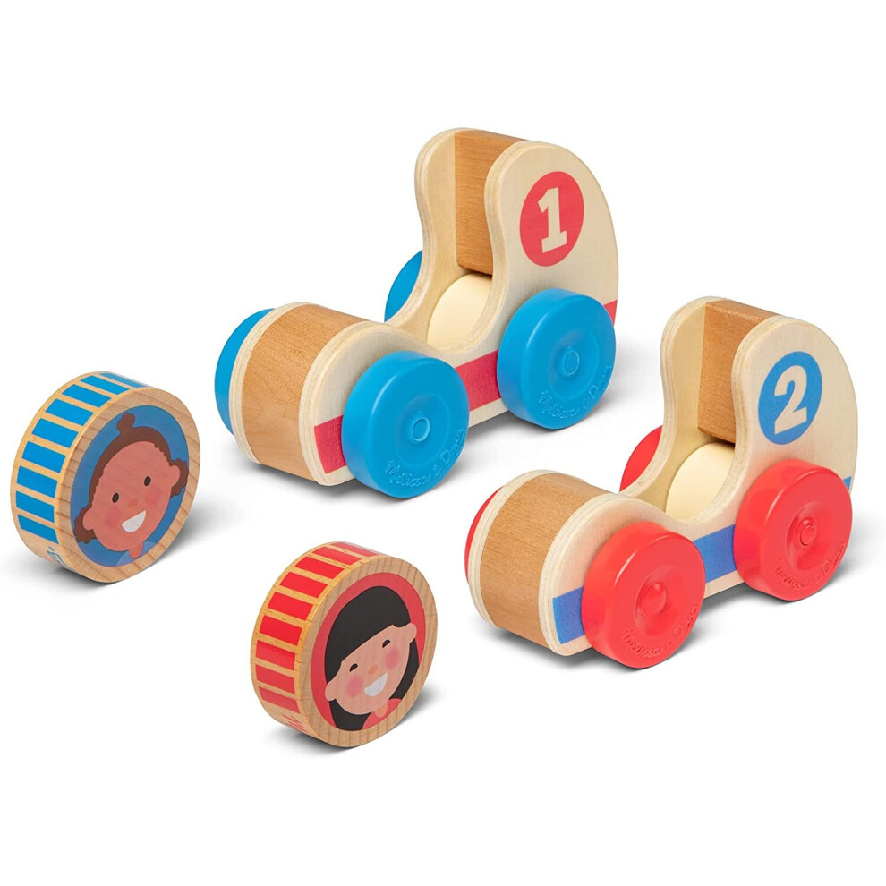 Melissa & Doug GO Tots Wooden Race Cars with Collectible Character Toy