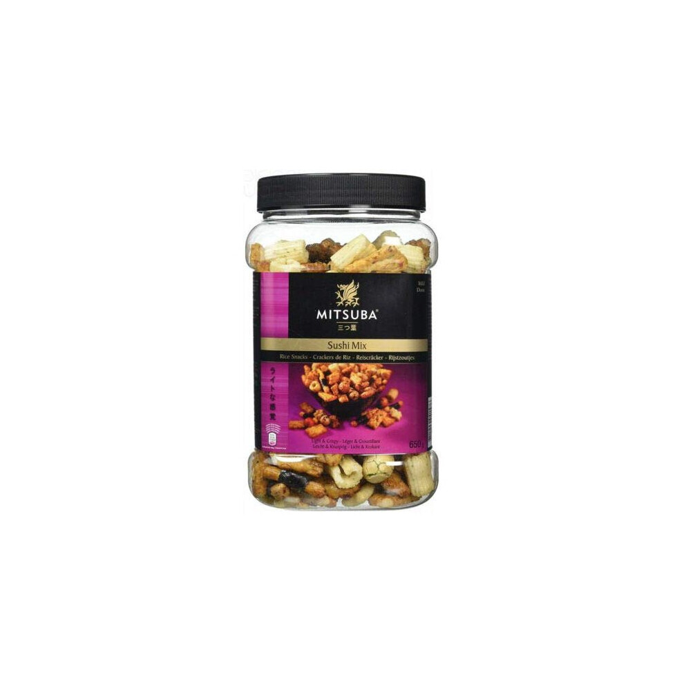Mitsuba Sushi Mix Rice Snacks 650 Grams – & Crispy With Wasabi, Seaweed & Soy Sauce Herb Mix Light