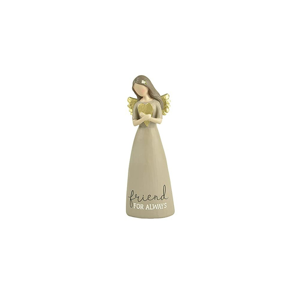 Feather & Grace Heart, Figurine Inscription Friend for Always, Angel Memorial Indoor or Outdoor Decor, Sculptures or Statues As Inspirational