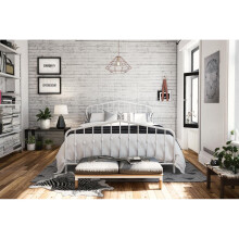 Bushwick White Metal Bed 5ft King Size 150 x 200 cm By Novogratz