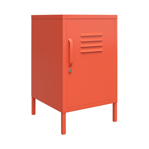 Cache Metal Locker End Table Bedside Nightstand Orange By Novogratz 2