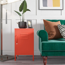 Cache Metal Locker End Table Bedside Nightstand Orange By Novogratz
