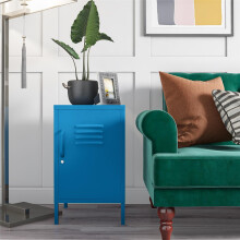 Cache Metal Locker End Table Bedside Nightstand Blue By Novogratz