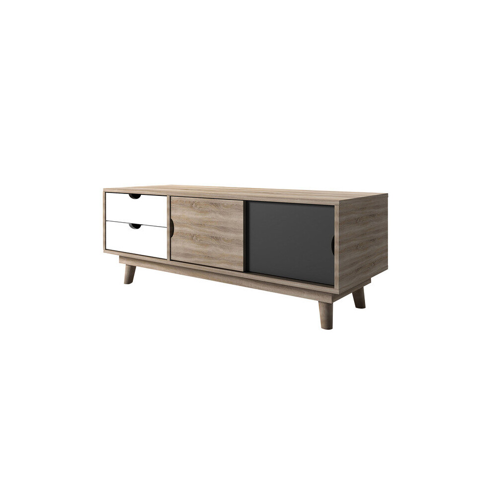 LPD SCANDI GREY OAK TV UNIT - WITH 2 DRAWERS & 2 CUPBOARDS
