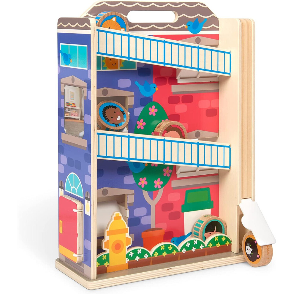 Photos - Other Toys Melissa&Doug Melissa & Doug GO Tots Wooden Town House Tumble with 3 Discs 30741