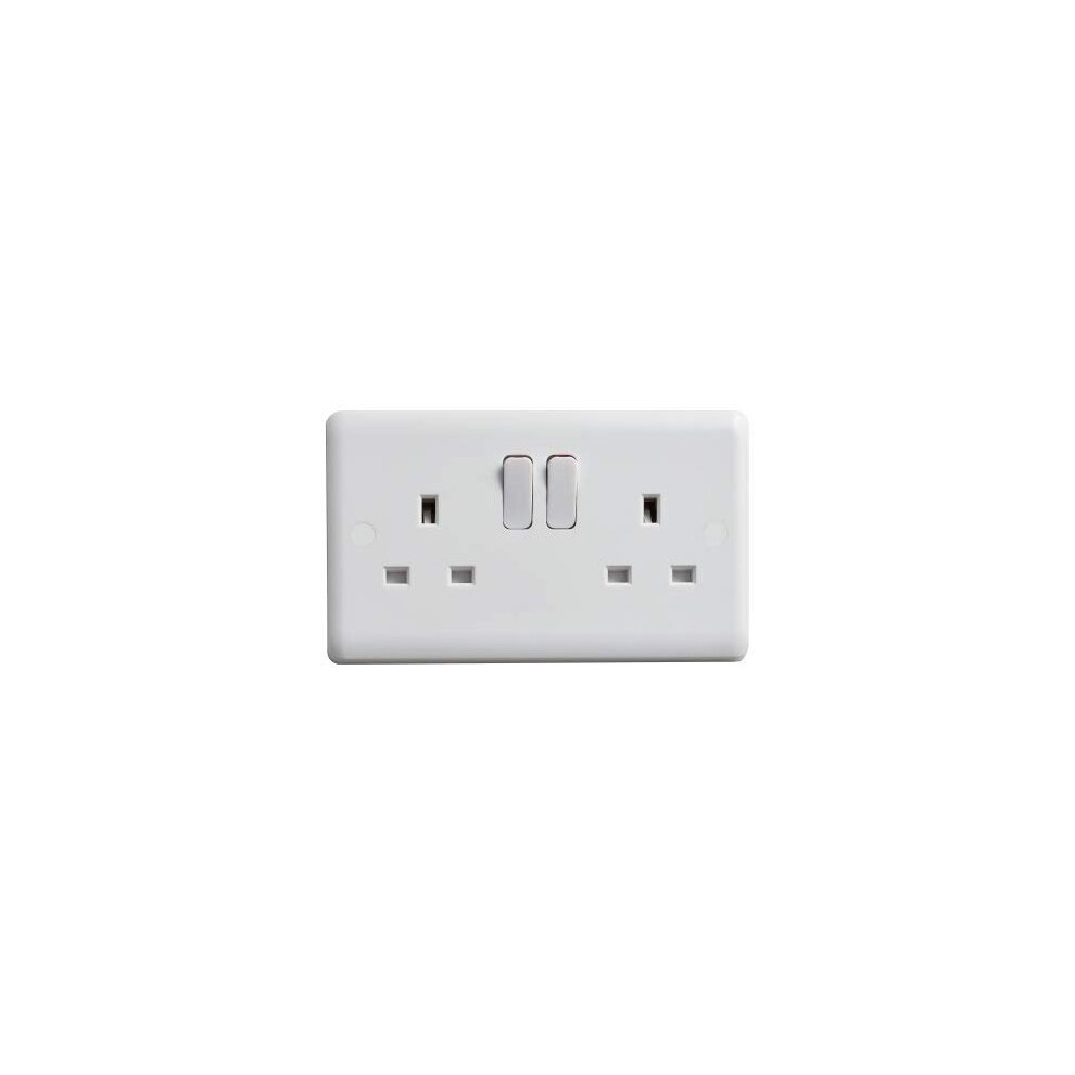 Deta Vc1209s 13A 2 Gang Switched Socket Vimark Curve White 5016211210447