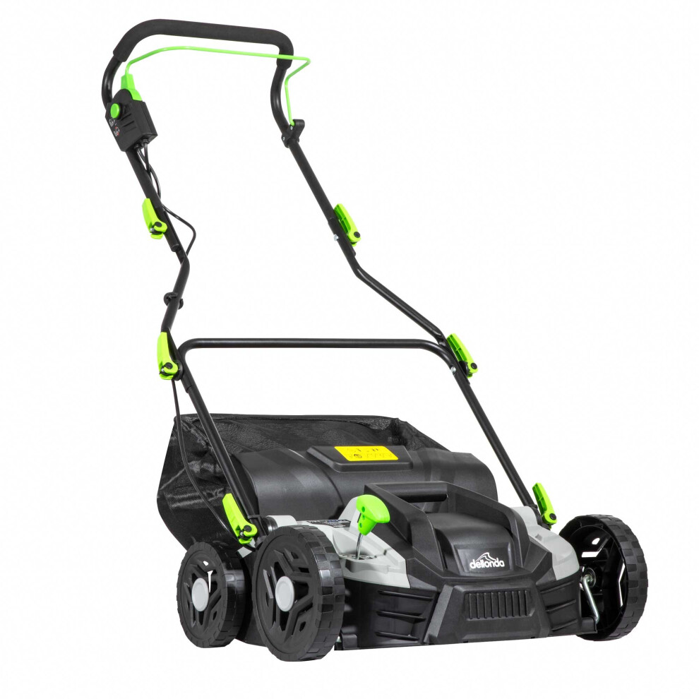 Dellonda 1500W Electric 2-In-1 Scarifier, 5-Heights, 36Cm Cutting Width, 45L Grass Bag, 10M Cable - Dg216