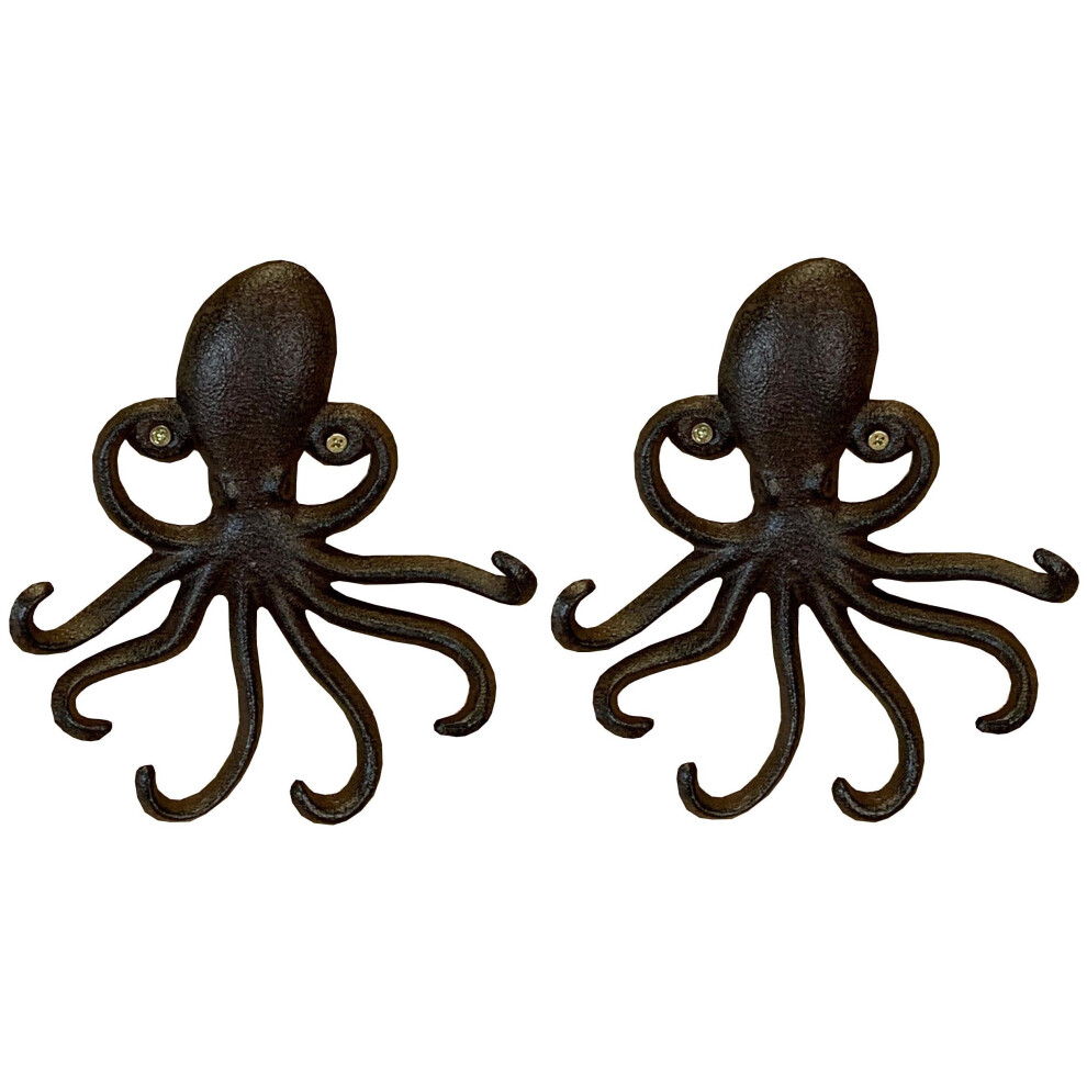 Selections Octopus Wall Hook Rack In Cast Iron (Set Of 2)
