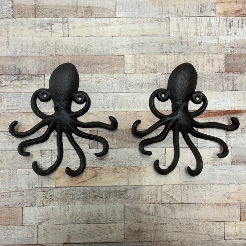 Selections Octopus Wall Hook Rack in Cast Iron (Set of 2) 1