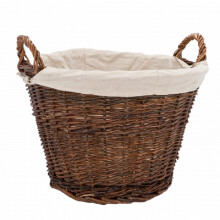 Fireside Round Large Linen Rustic Wicker Wood Storage Log Basket Brown