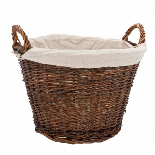 Fireside Round Large Linen Rustic Wicker Wood Storage Log Basket Brown