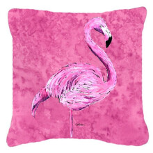 Carolines Treasures Flamingo On Pink Indoor & Outdoor Fabric Decorative Pillow