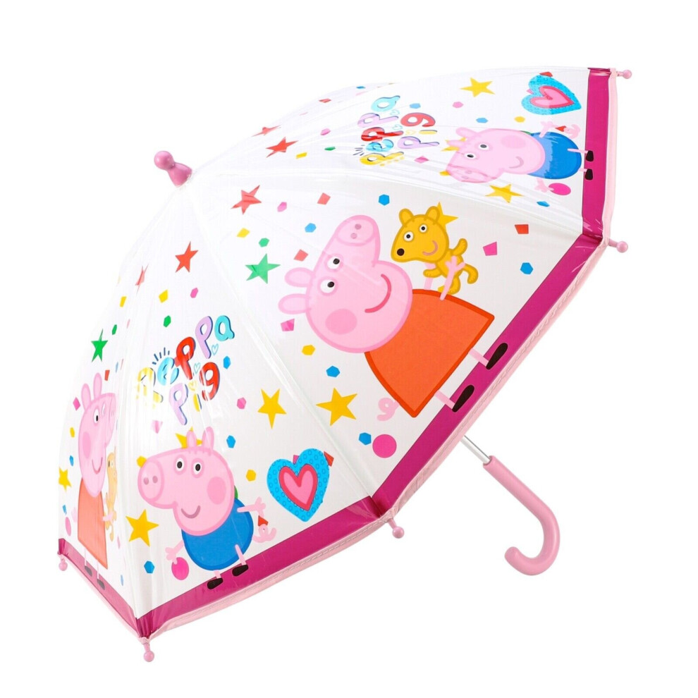 PEPPA PIG Umbrella Childrens Character Folding Kids Girls POE White