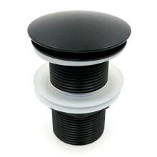 Xcel Home™ Quality Unslotted Round Black Click Clack Basin Pop Up Waste - Solid Brass Construction - Mushroom/Dome Shaped
