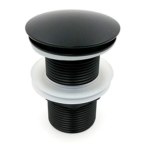 Xcel Home™ Quality Unslotted Round Black Click Clack Basin Pop Up Waste - Solid Brass Construction - Mushroom/Dome Shaped